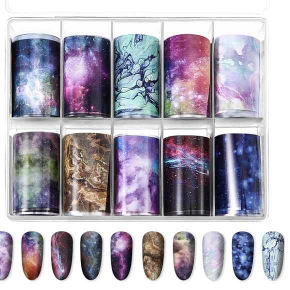 🌟 Holiday Clearance! 10 Nail Foil Transfer Stickers, Nail Decals - Picture 1 of 7